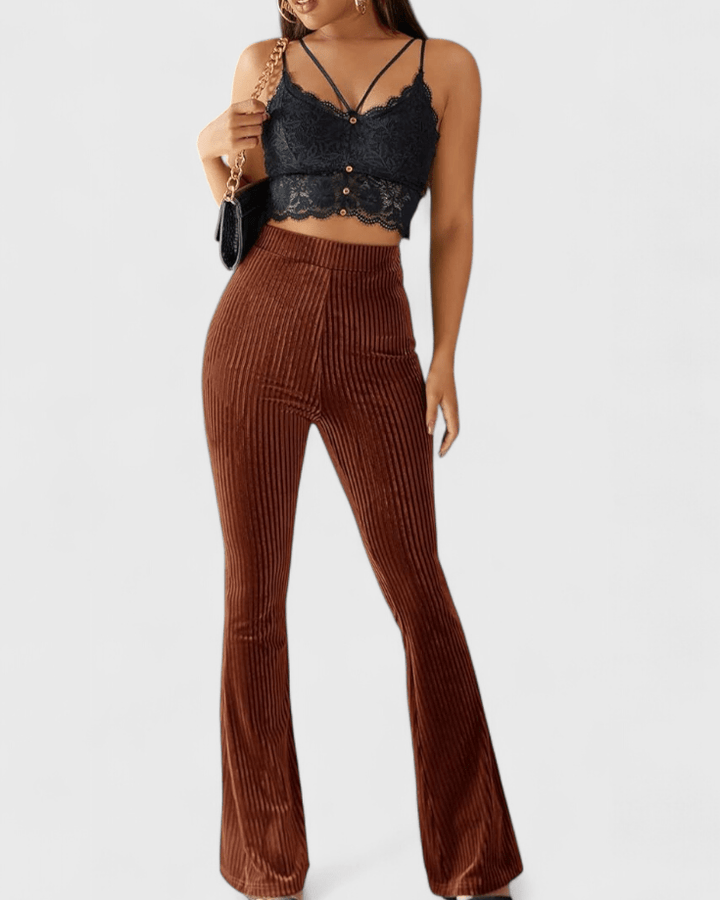 Aria Ribbed Flare Trousers